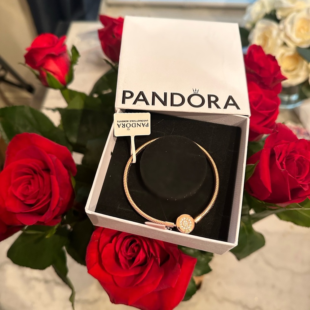 Pandora Moments Sparkling Crown O Snake Chain Bracelet - Rose Gold plated